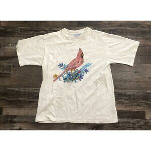 Vintage 1992 Cardinal Bird Adult Large Single Stitch Tee T Shirt